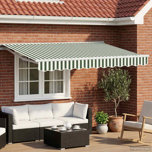 Electric Retractable Awning Green and White 3 x 2.5 m