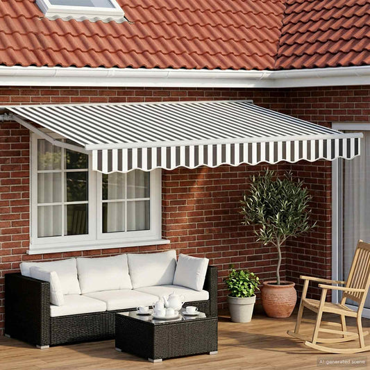 Electric Retractable Awning Anthracite and White 3.5 x 2.5 m