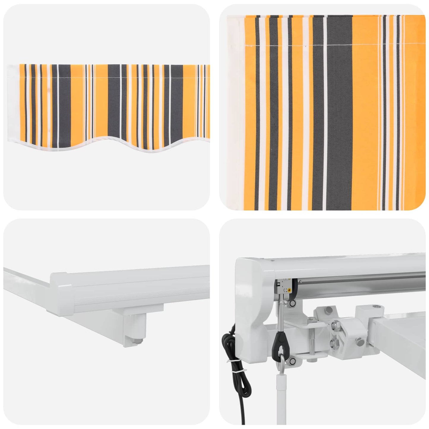 Electric Retractable Awning Yellow, Grey and White 3.5 x 2.5 m