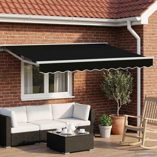 Electric Retractable Awning Black and White 3.5 x 2.5 m
