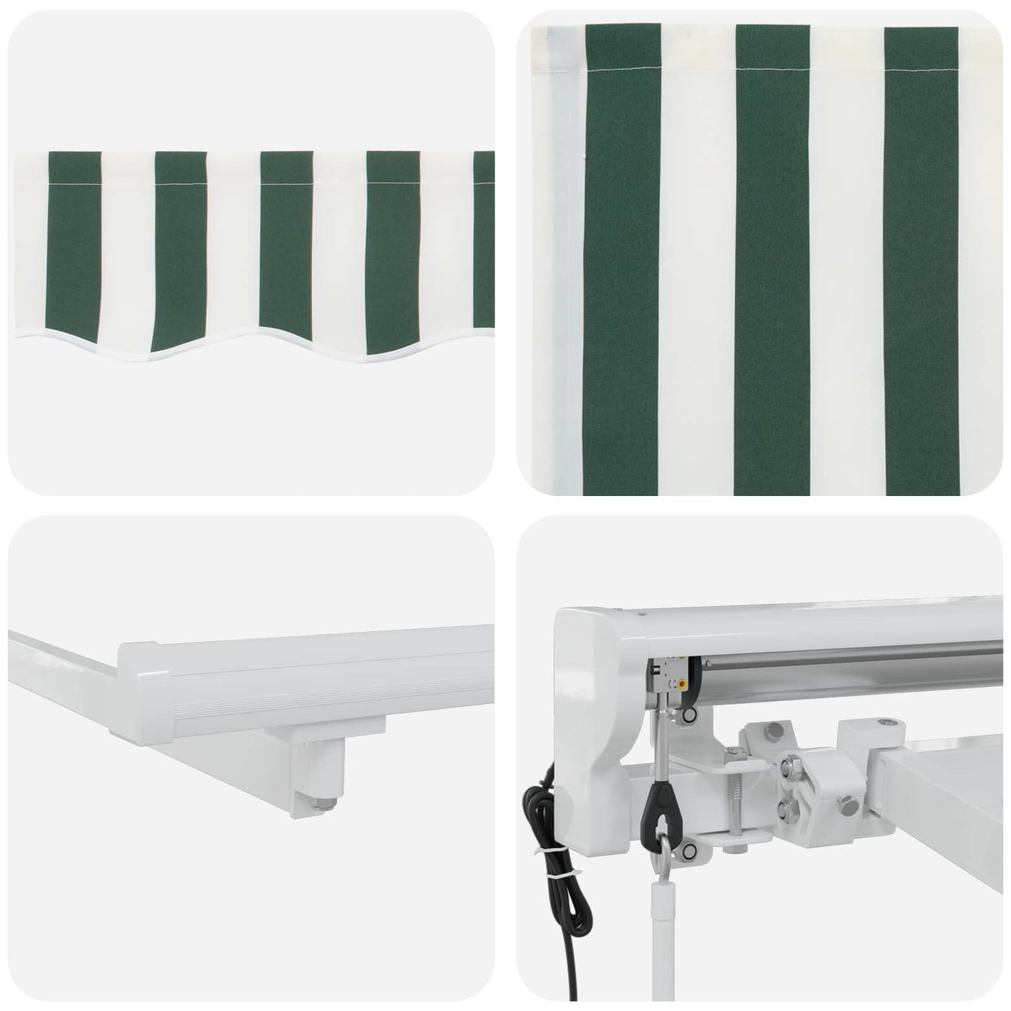 Electric Retractable Awning Green and White 3.5 x 2.5 m