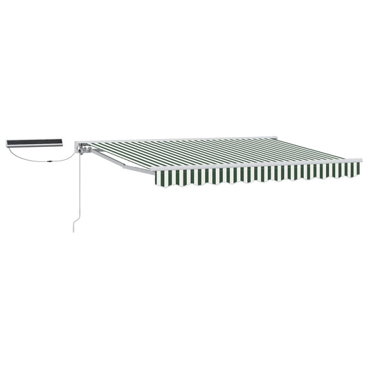 Electric Retractable Awning Green and White 3.5 x 2.5 m