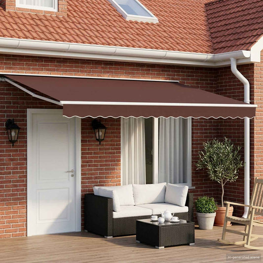 Electric Retractable Awning Brown and White 4 x 3 m