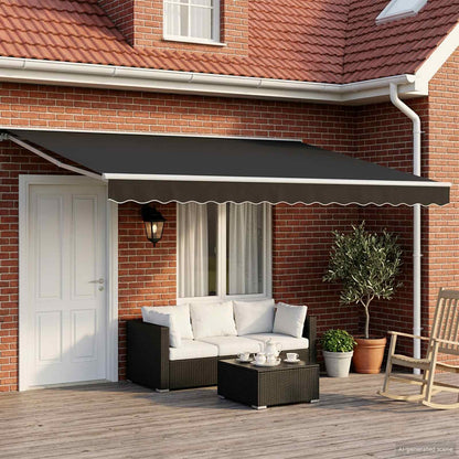 Electric Retractable Awning Black and White 4 x 3 m