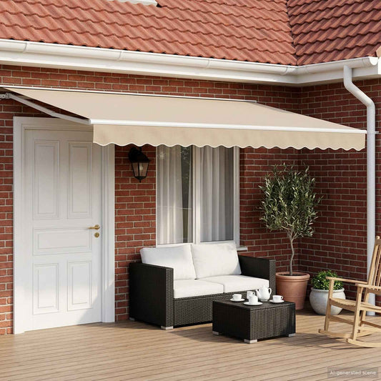 Electric Retractable Awning Beige and White 4 x 3 m