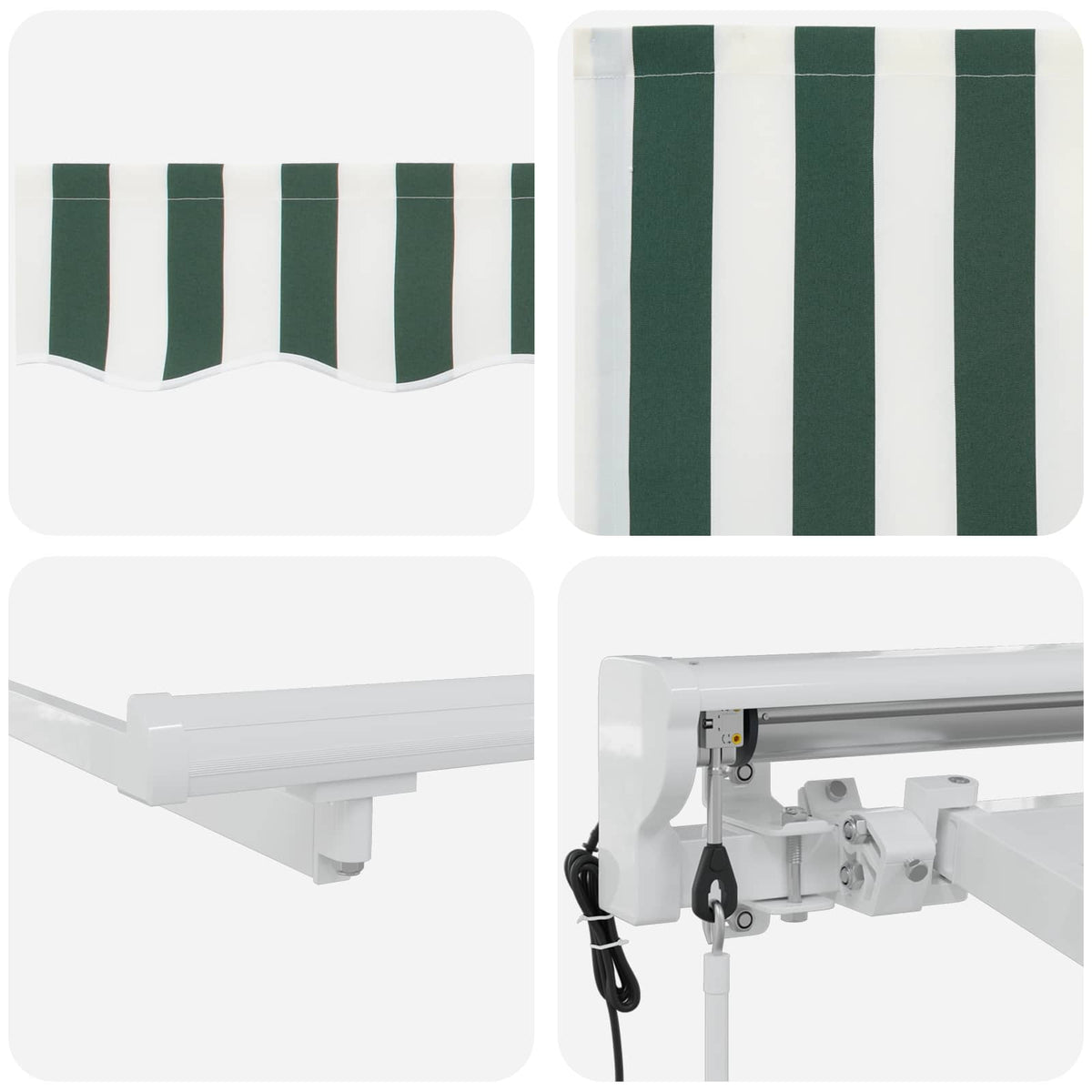 Electric Retractable Awning Green and White 4 x 3 m