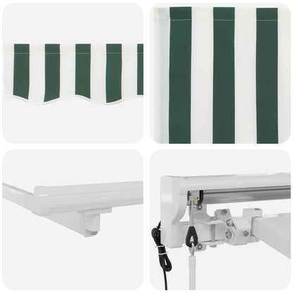 Electric Retractable Awning Green and White 4 x 3 m