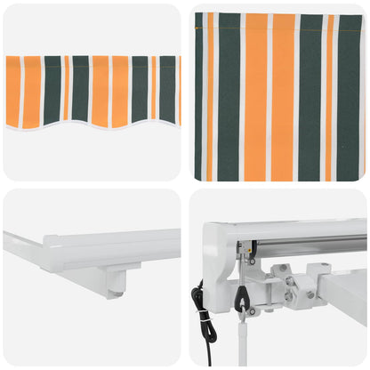 Electric Retractable Awning Green, Yellow and White 4 x 3.5 m