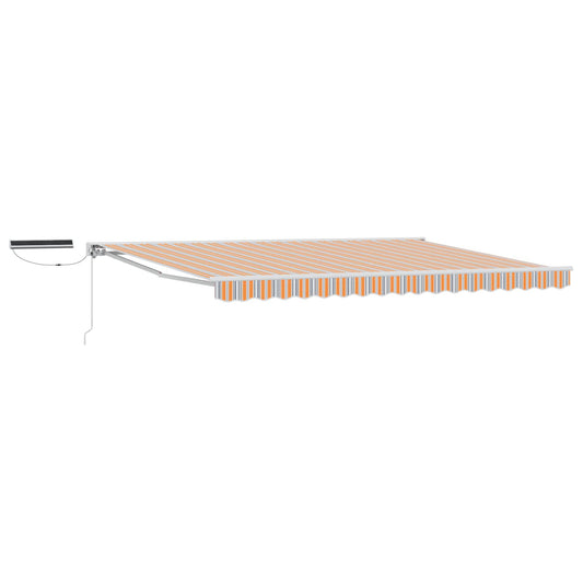 Electric Retractable Awning Blue, Orange and White 4.5 x 3 m