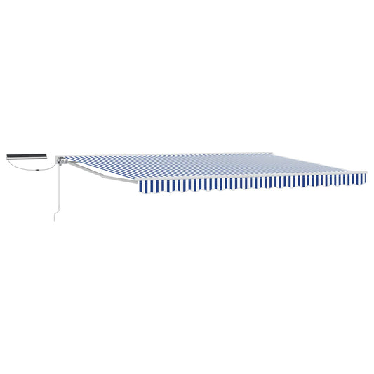 Electric Retractable Awning Blue and White 4.5 x 3.5 m