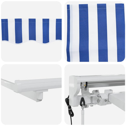 Electric Retractable Awning Blue and White 5 x 3.5 m