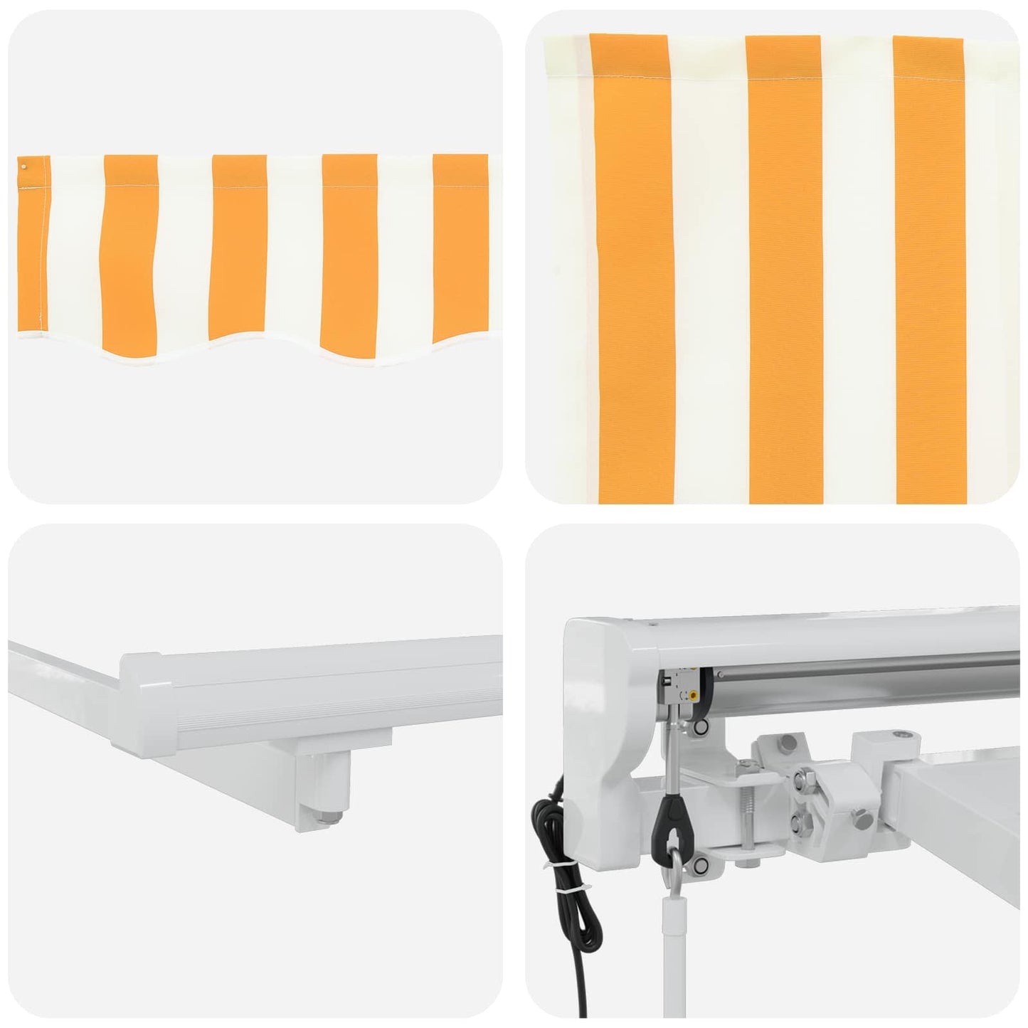 Electric Retractable Awning Yellow and White 5 x 3.5 m