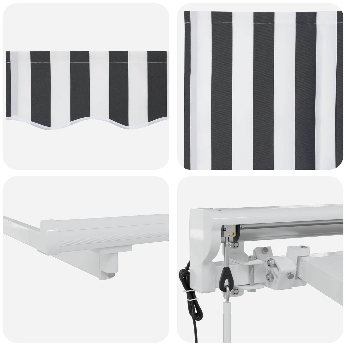 Electric Retractable Awning Anthracite and White 5 x 3.5 m