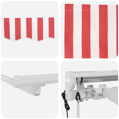 Electric Retractable Awning Red and White 5 x 3.5 m