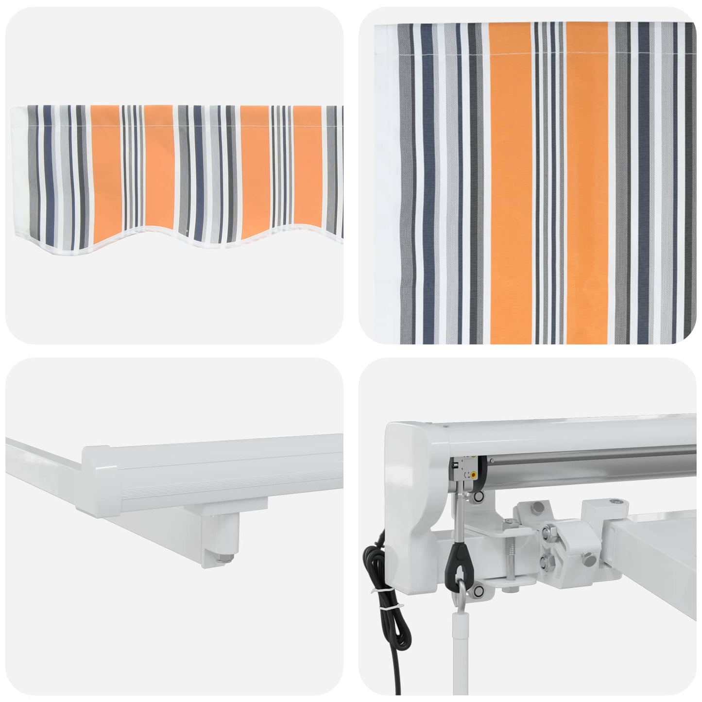 Electric Retractable Awning Blue, Orange and White 5 x 3.5 m