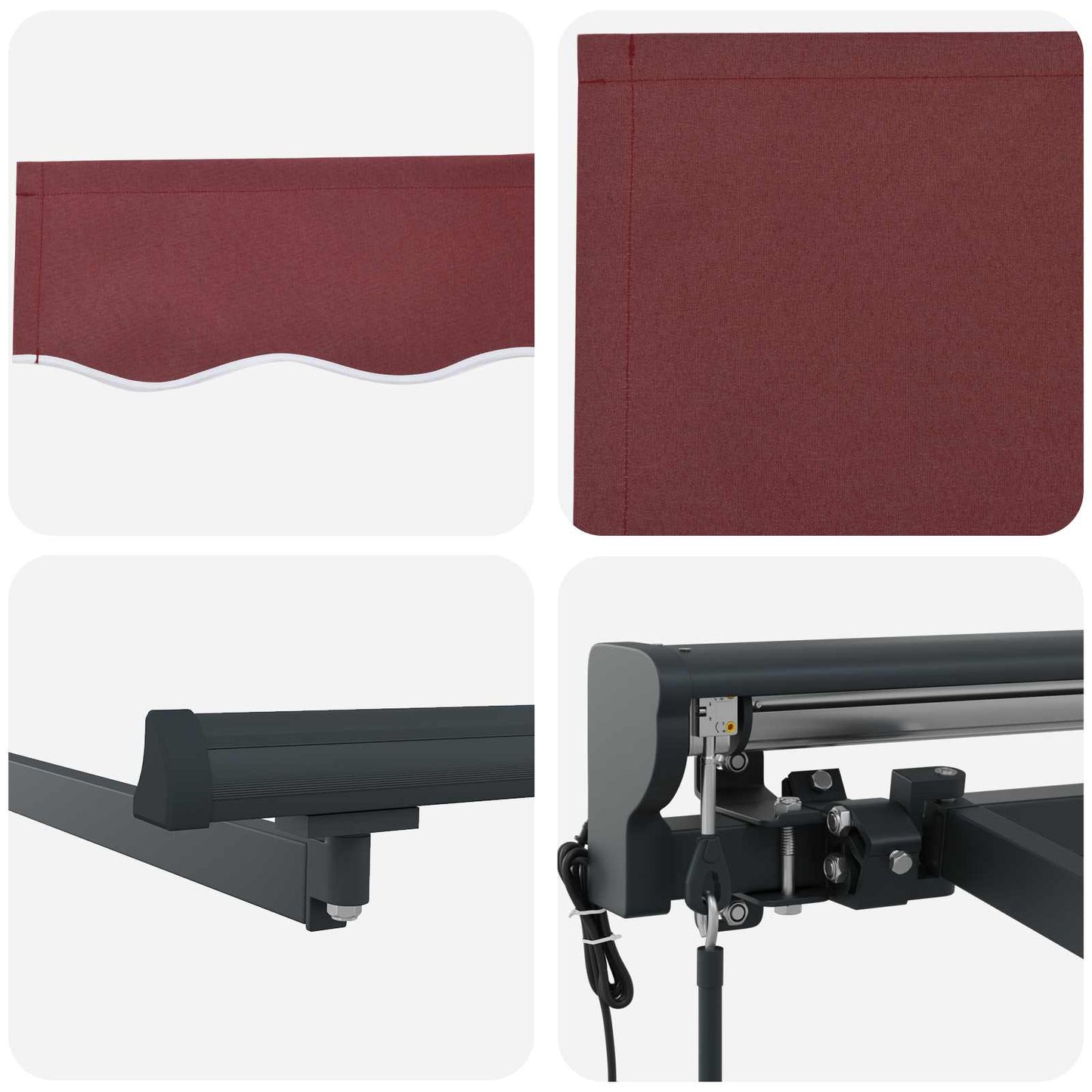 Electric Retractable Awning Burgundy and Anthracite 2.5 x 2 m