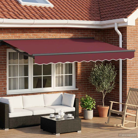 Electric Retractable Awning Burgundy and Anthracite 3.5 x 2.5 m