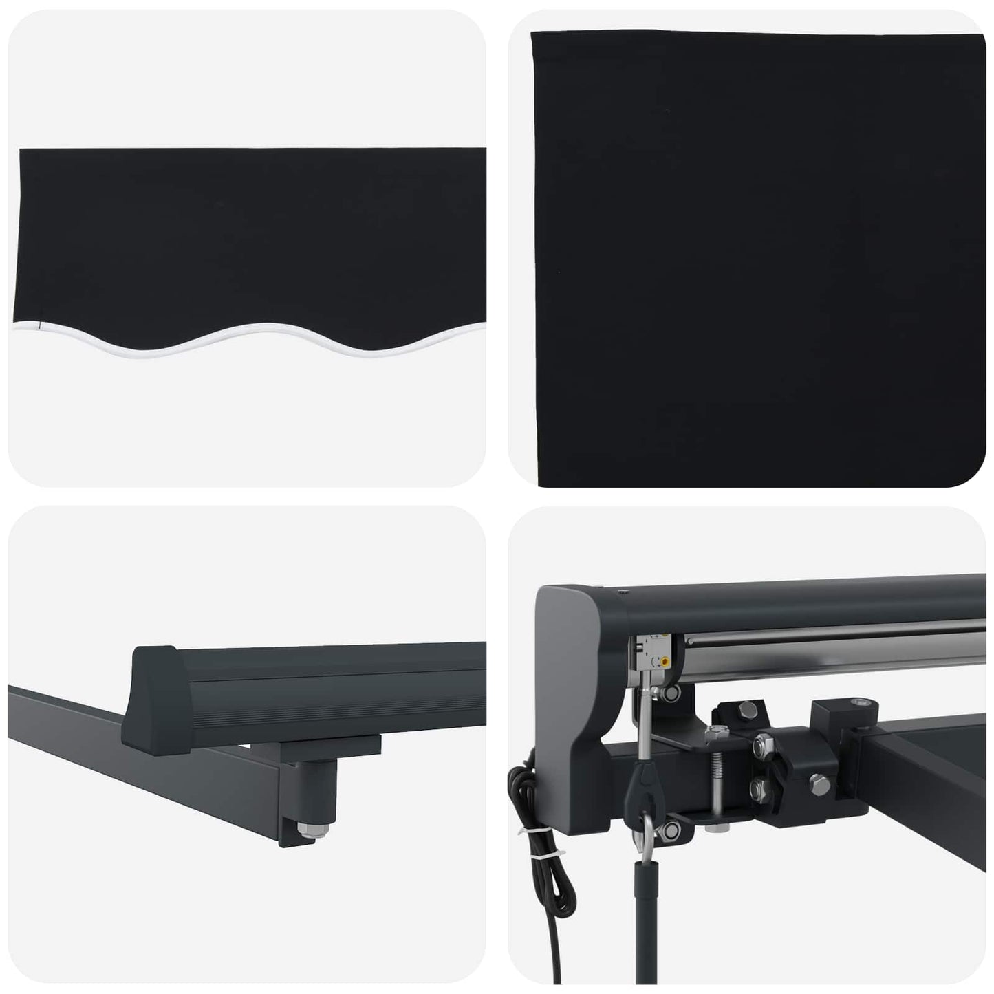 Electric Retractable Awning Black and Anthracite 3.5 x 2.5 m