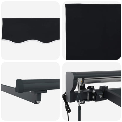 Electric Retractable Awning Black and Anthracite 3.5 x 2.5 m