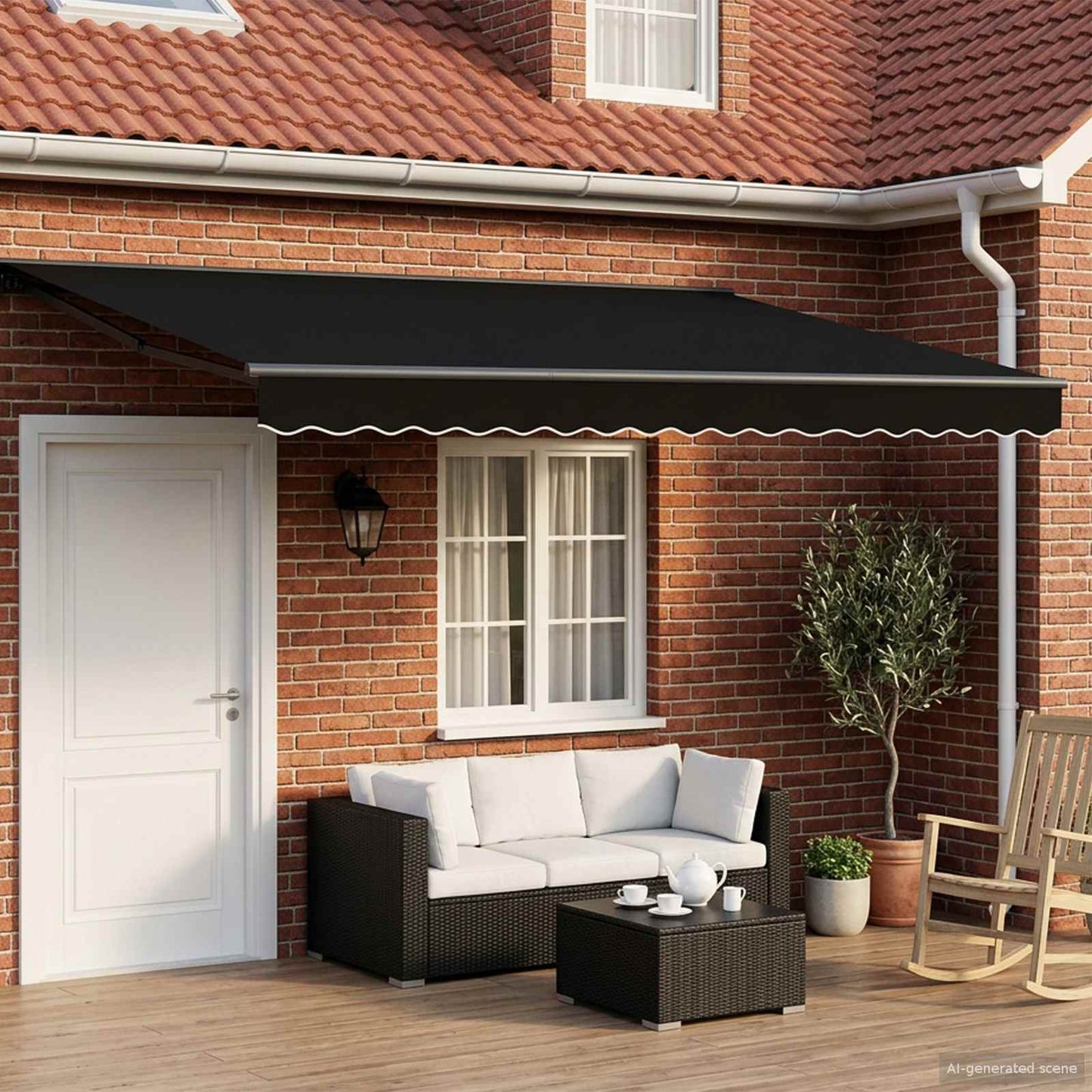 Electric Retractable Awning Black and Anthracite 4 x 3 m