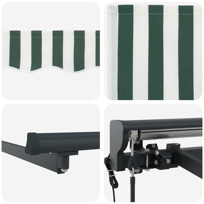 Electric Retractable Awning Green, White and Anthracite 4 x 3 m
