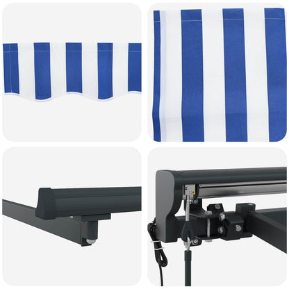 Electric Retractable Awning Blue, White and Anthracite 5 x 3 m