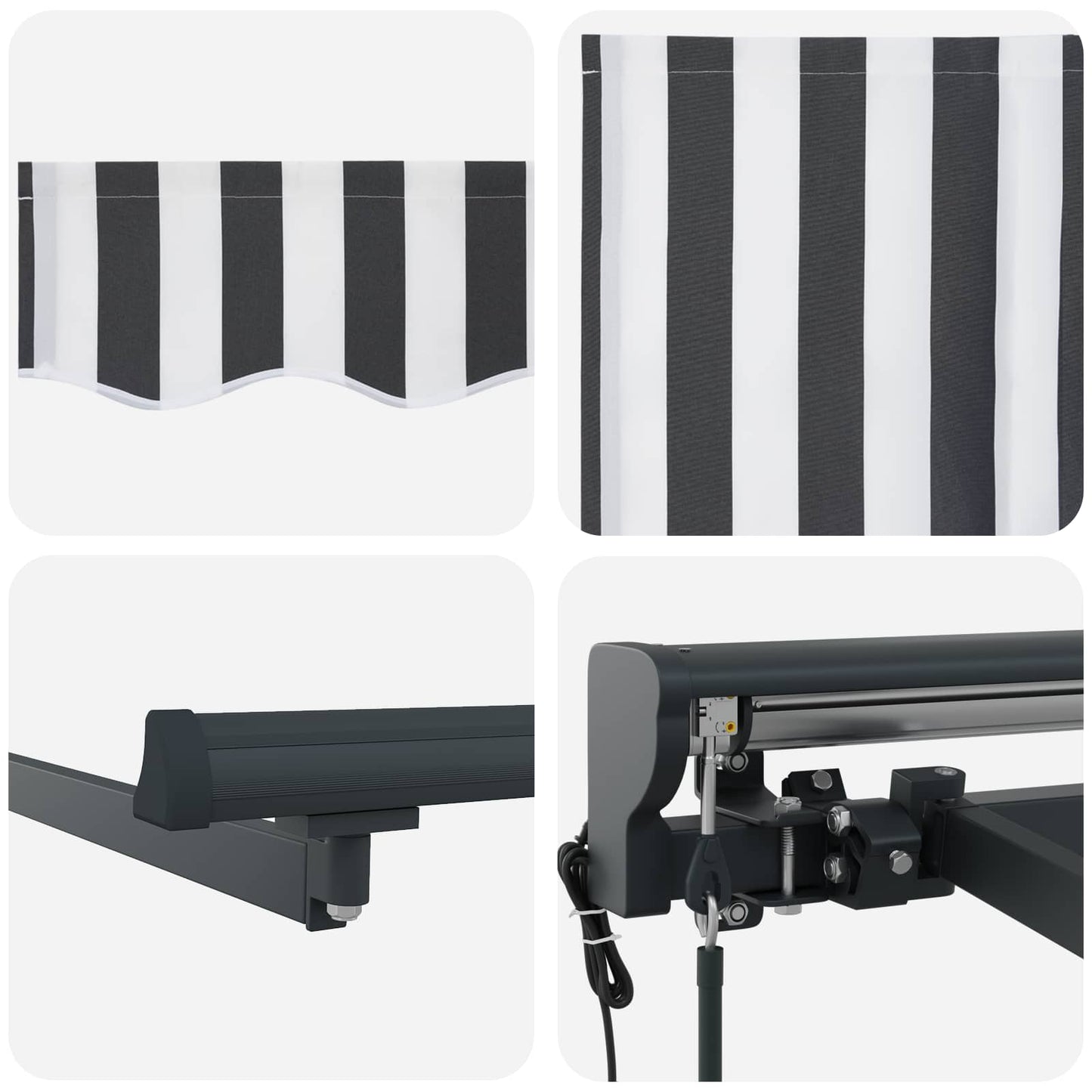 Electric Retractable Awning Anthracite and White 5 x 3 m