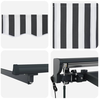 Electric Retractable Awning Anthracite and White 5 x 3 m