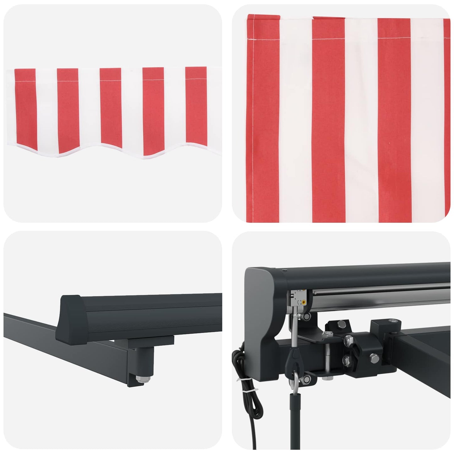 Electric Retractable Awning Red, White and Anthracite 5 x 3 m