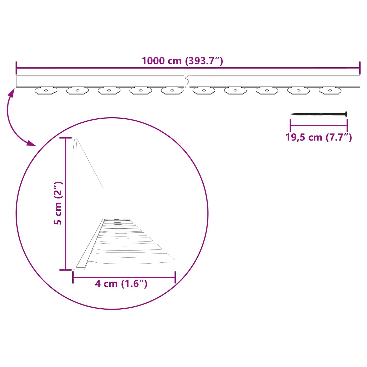 Lawn Edgings Grey 1000 x 4 x 5 cm Plastic