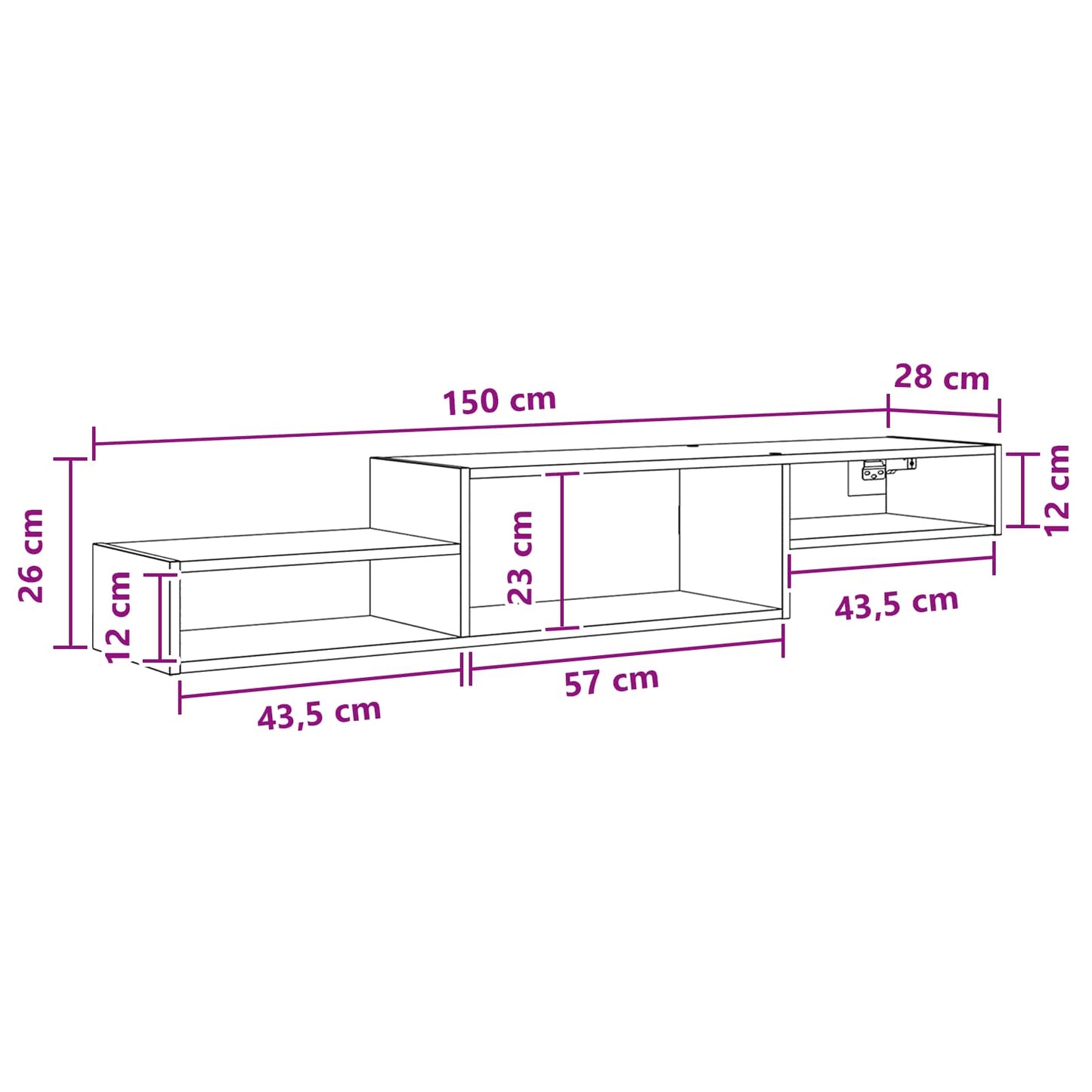 Wall-mounted TV Cabinet Wall-Mounted White 150 x 28 x 26 cm