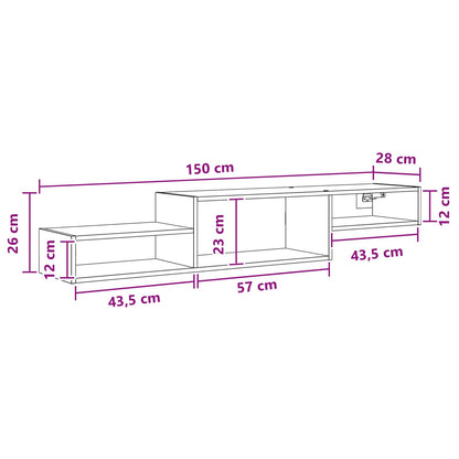 Wall-mounted TV Cabinet Wall-Mounted White 150 x 28 x 26 cm