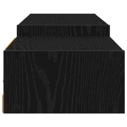 Wall-mounted TV Cabinet Wall-Mounted Black Oak 220 x 28 x 21 cm