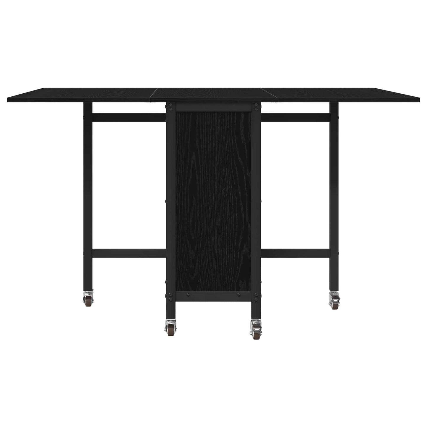 Folding Dining Table with Castors 130 x 80 x 76.5 cm Black Oak