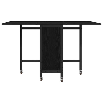 Folding Dining Table with Castors 130 x 80 x 76.5 cm Black Oak