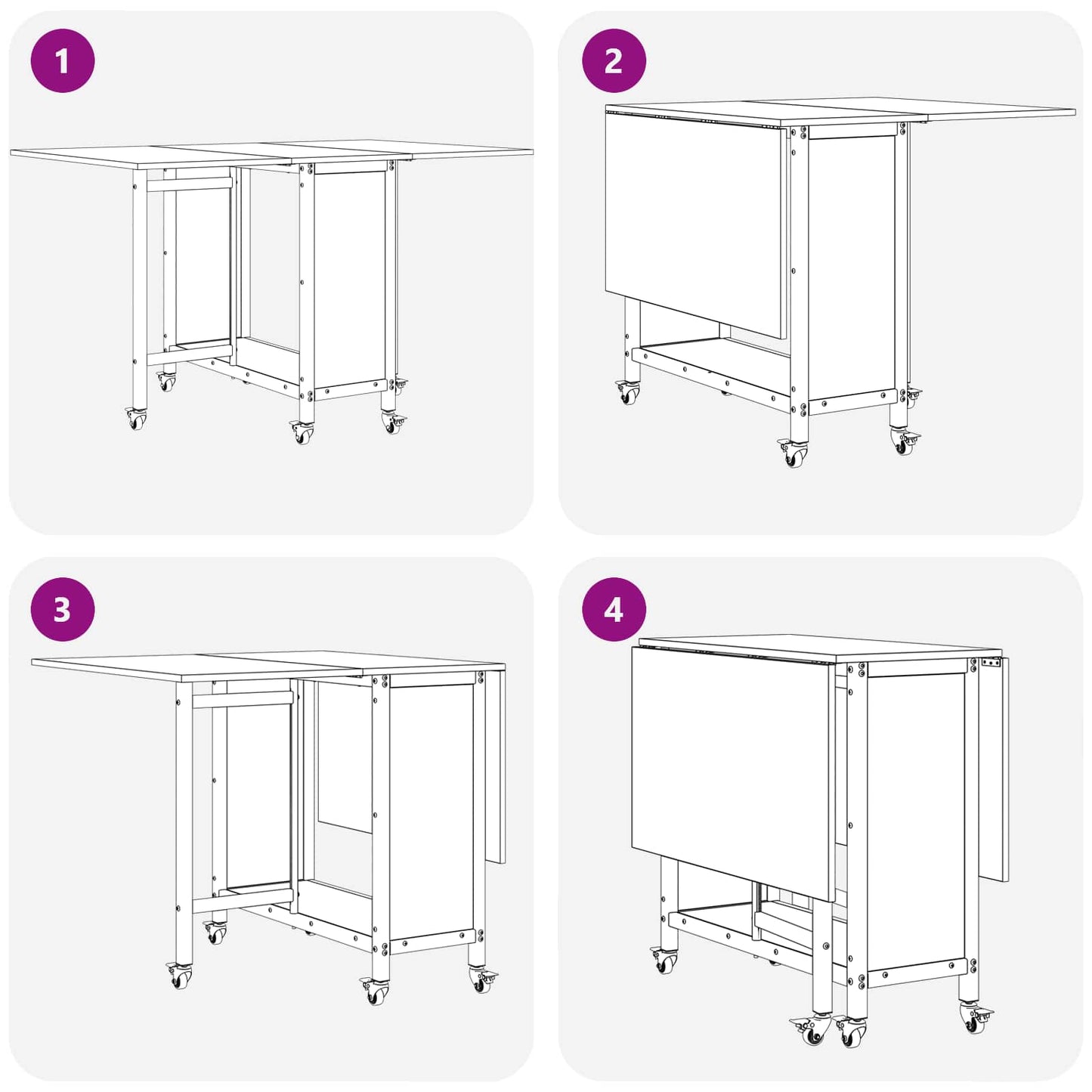 Folding Dining Table with Castors 130 x 80 x 76.5 cm Black Oak