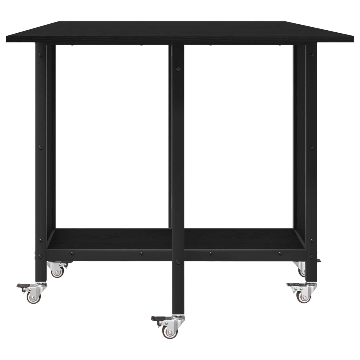 Folding Dining Table with Castors 130 x 80 x 76.5 cm Black Oak