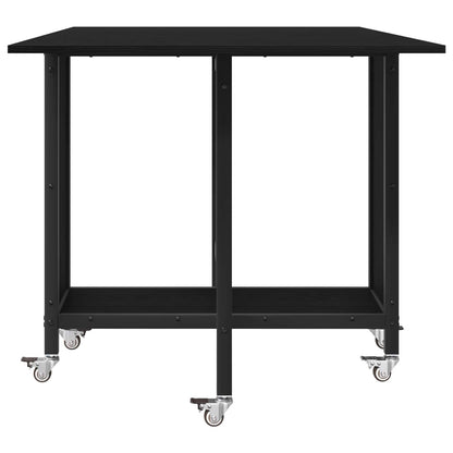 Folding Dining Table with Castors 130 x 80 x 76.5 cm Black Oak