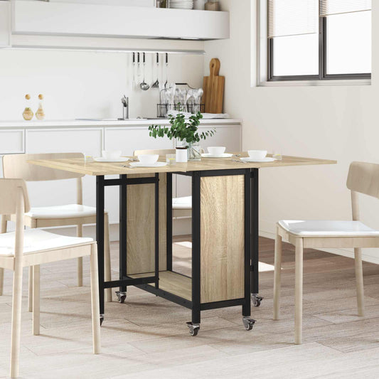 Folding Dining Table with Castors 130 x 80 x 76.5 cm steel PB