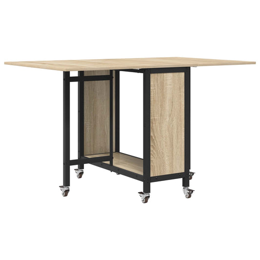 Folding Dining Table with Castors 130 x 80 x 76.5 cm steel PB