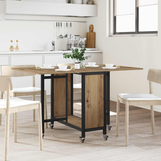 Folding Dining Table with Castors 130 x 80 x 76.5 cm steel PB