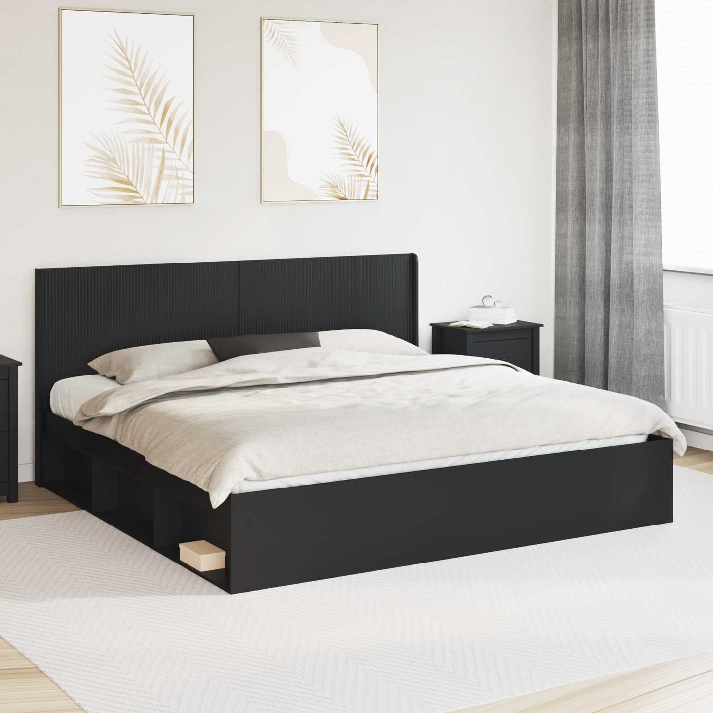 Headboard Black Engineered Wood