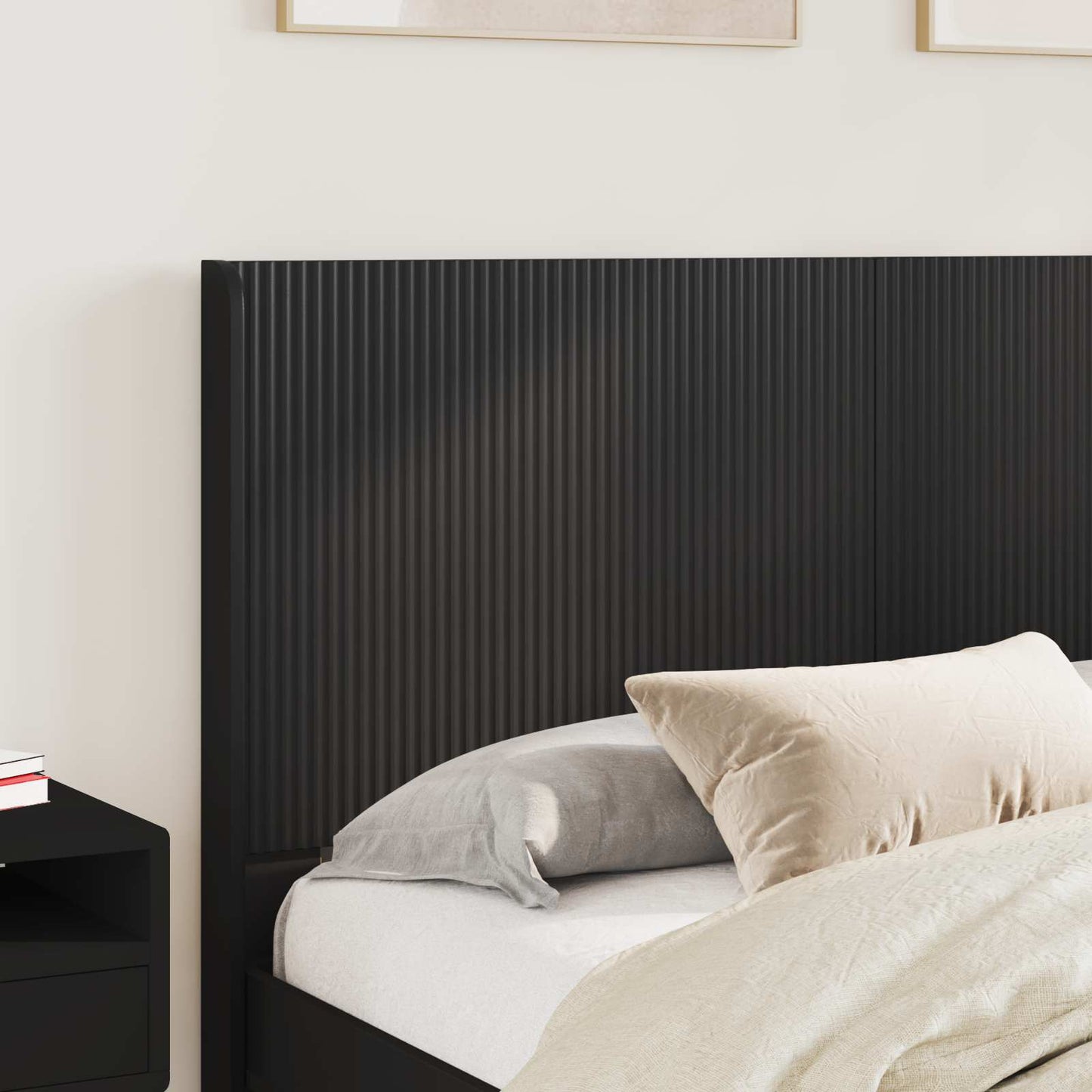Headboard Black Engineered Wood