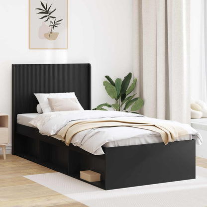 Headboard Black Engineered Wood