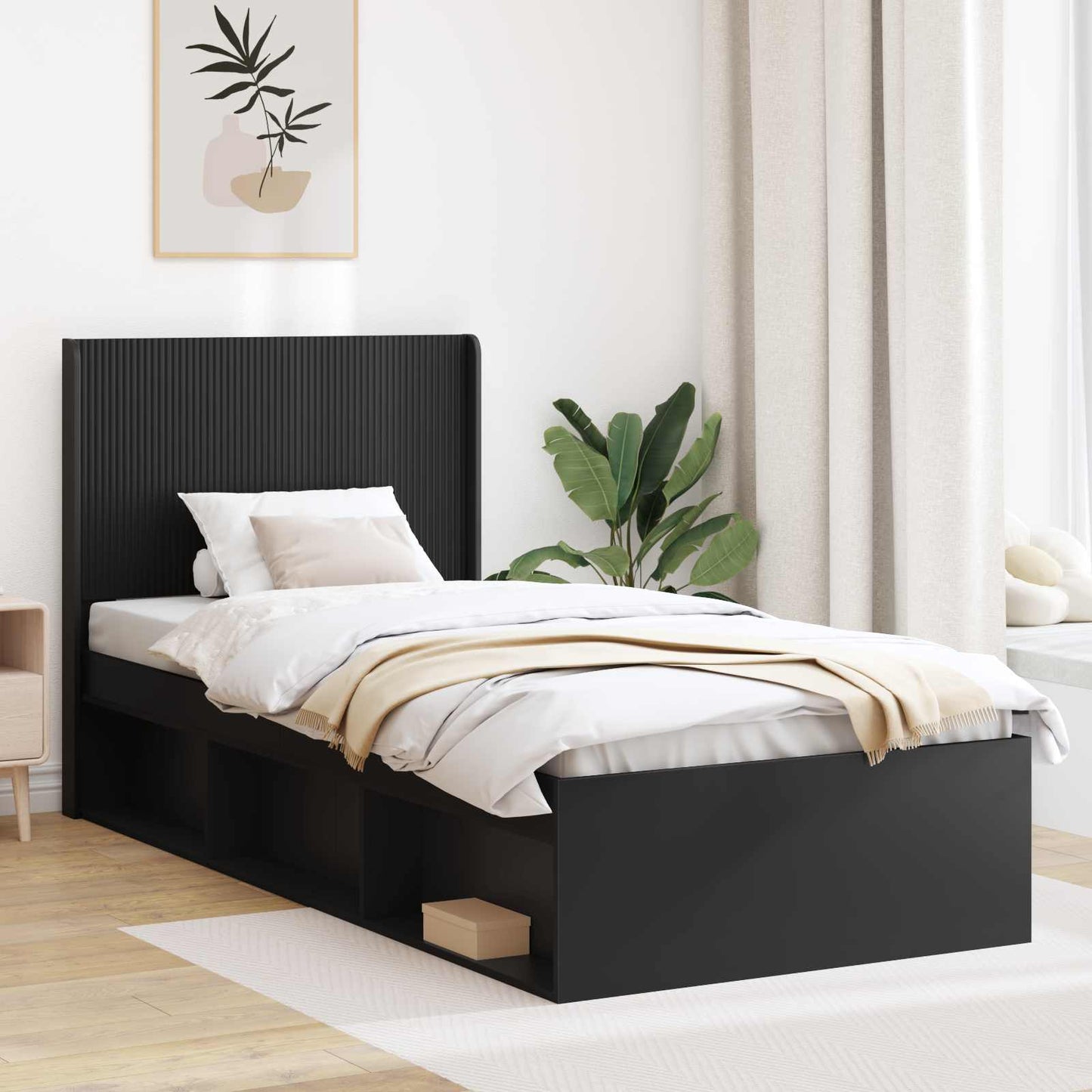 Headboard Black Engineered Wood