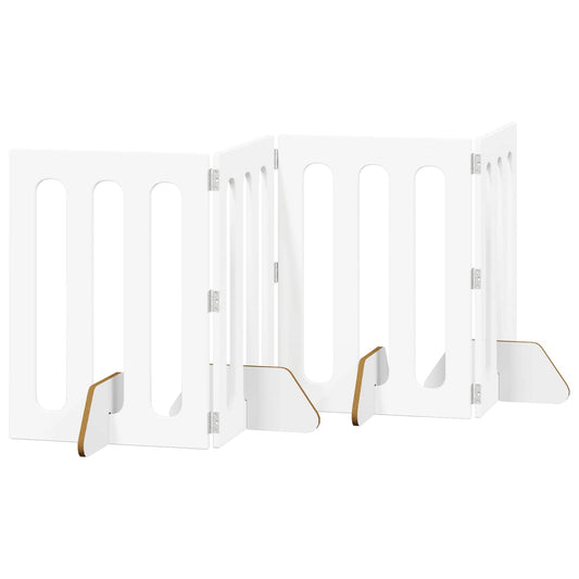Folding Pet Fence 4 pcs White 201 x 38 x 70 cm Engineered Wood