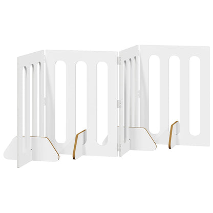 Folding Pet Fence 4 pcs White 201 x 38 x 70 cm Engineered Wood