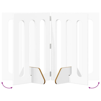 Folding Pet Fence 4 pcs White 201 x 38 x 70 cm Engineered Wood