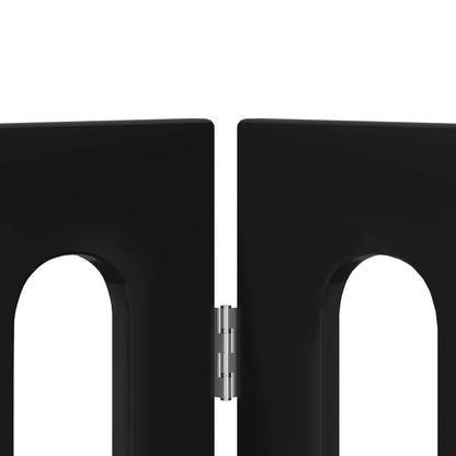 Folding Pet Fence 4 pcs Black Oak 201 x 38 x 70 cm