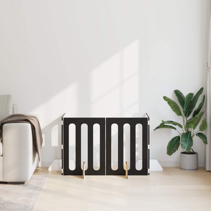 Folding Pet Fence 4 pcs Black Oak 201 x 38 x 70 cm